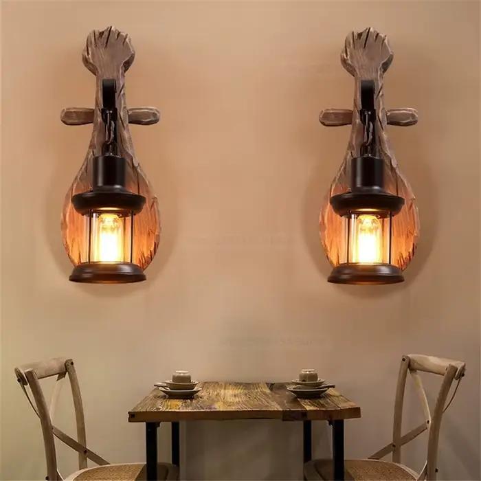Applique Murale Nordique en Bois et Fer Forgé, Luminaire Décoratif d'Nik, Style Rétro et Créatif, Idéal pour un Bar, un Restaurant ou un Salon, 73 Pièces