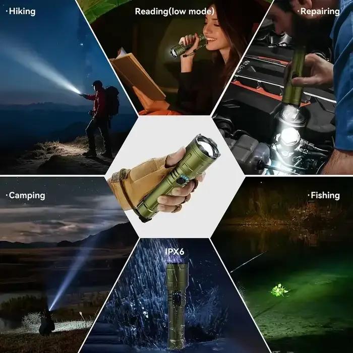 Lampe de poche Ultra puissante, allumage concentré, lampe tactique militaire étanche, torche d'aventure pour Camping en plein air