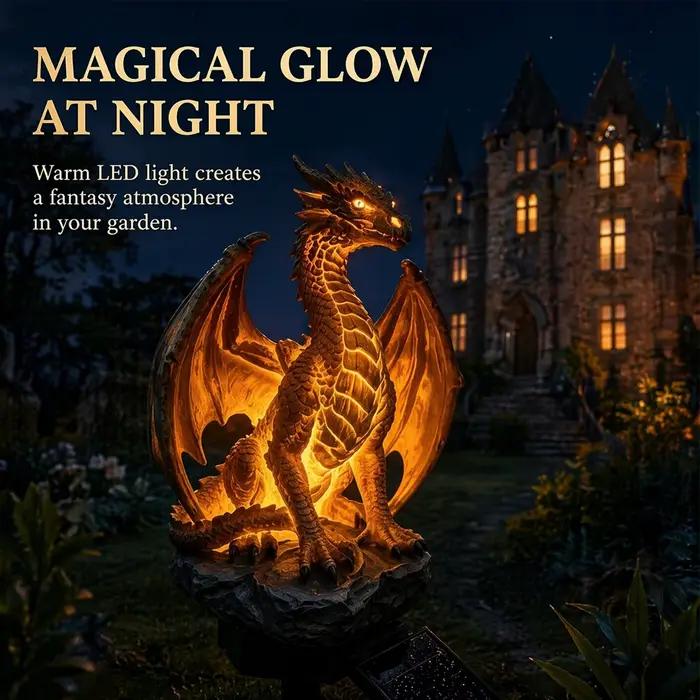 Lampe solaire LED en forme de dragon, figurine d'animal mignonne, lumière de nuit pour patio, balcon, pelouse, jardin
