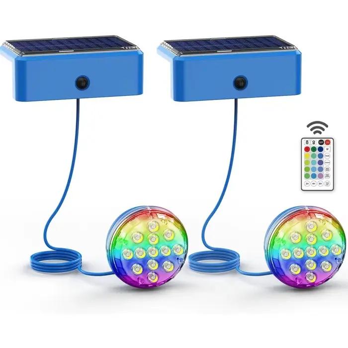 Lumières sous-marines solaires de piscine avec télécommande IP68 lumière de piscine Submersible étanche pour étang, au-dessus de la piscine, piscine creusée