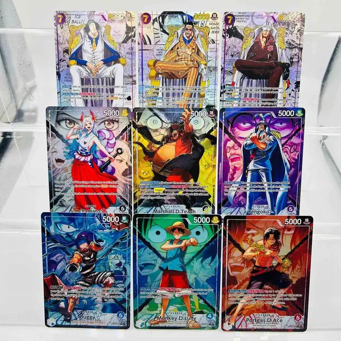 Carte de collection d'anime premium texturée holographique One Piece EN OP16-001 Portgas D. Ace DIY