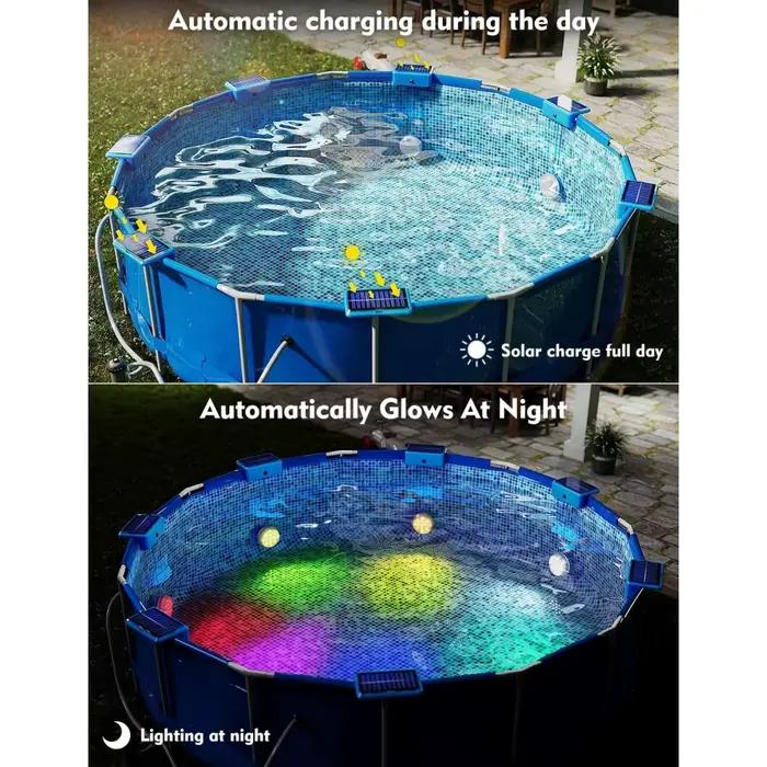 Lumières sous-marines solaires de piscine avec télécommande IP68 lumière de piscine Submersible étanche pour étang, au-dessus de la piscine, piscine creusée