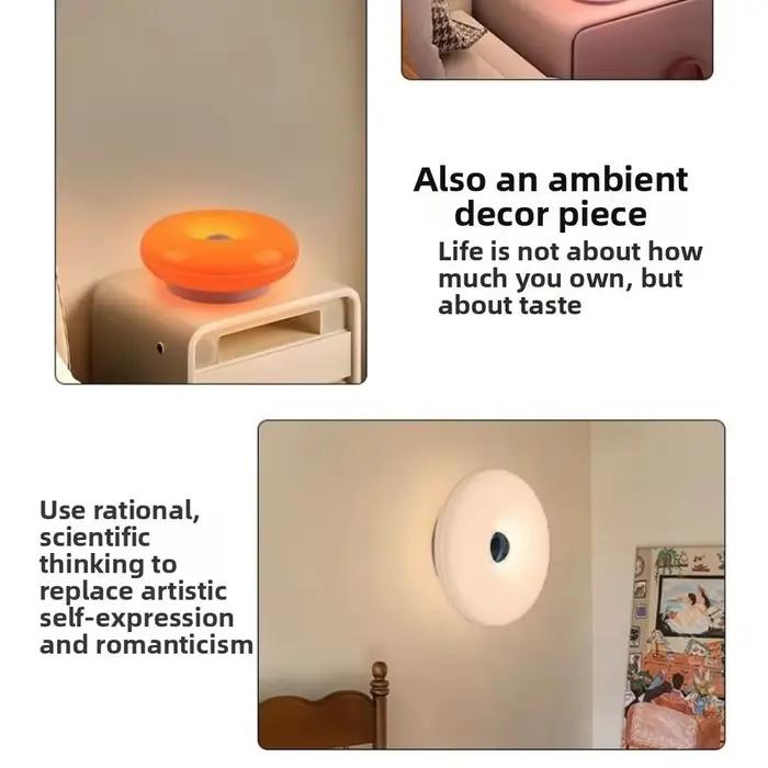 Lampe tricolore en plastique beignet moderne avec interrupteur tactile pour économie d'énergie et prise USB chambre bureau transformation ambiance