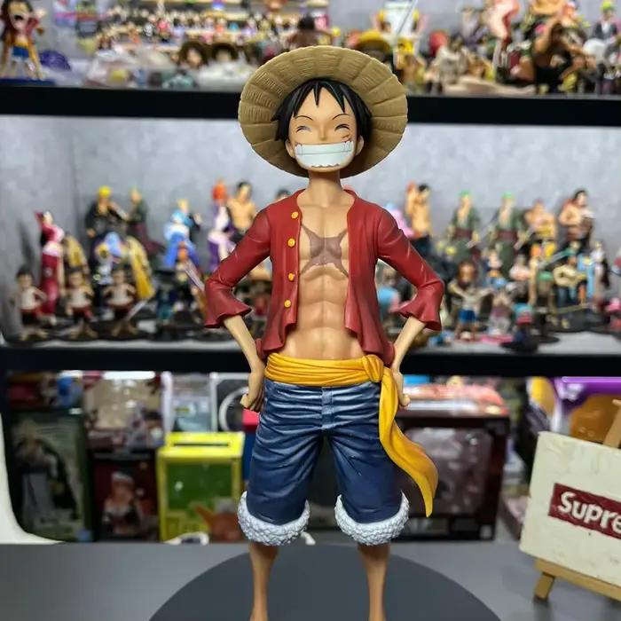 Figurine d'action One Piece Monkey D. Luffy de 28 cm, Luffy souriant et confiant, avec trois formes de visage interchangeables, modèle en PVC