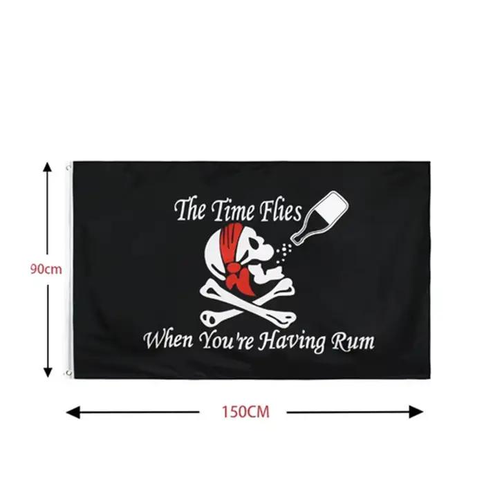 Nouveau une pièce 90*150CM Polyester Pirate singe D. Luffy crâne drapeau une pièce chapeau de paille pirates trompette bannière drapeau