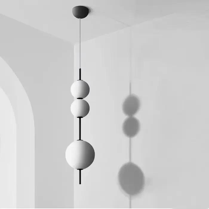 Lustre boule de verre moderne pour chambre principale, cuisine, salon, bureau, hôtel et bar - éclairage à vitrail avec interrupteur tactile - design minimaliste et ambiance personnalisable