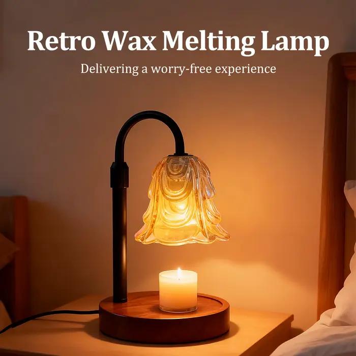 Lampe chauffe-bougie à fleurs avec minuterie réglable, 4 vitesses de luminosité, base réglable en hauteur pour ambiance chaleureuse et sans fumée, idéale pour chambre, espace de yoga, lecture ou détente