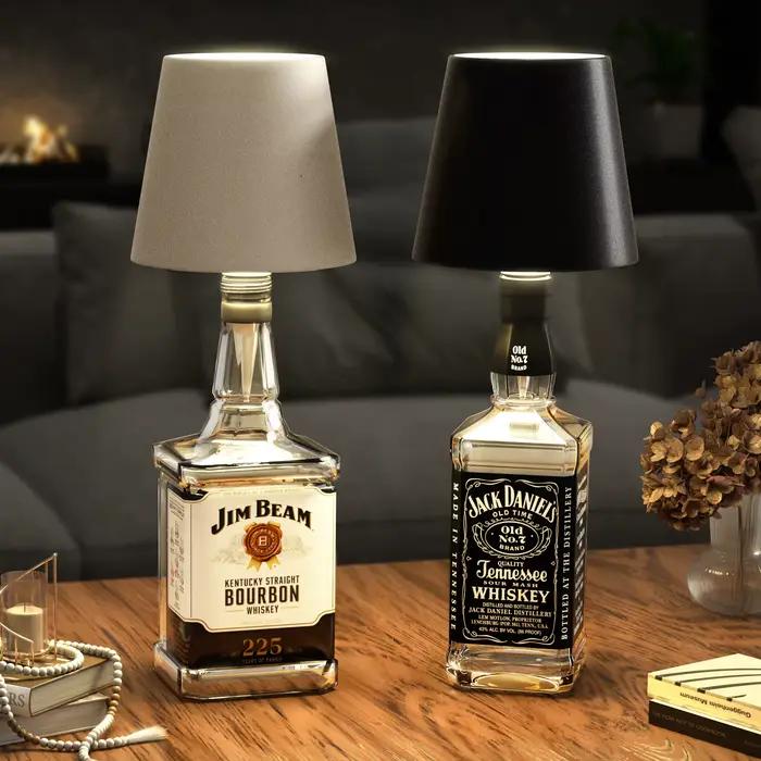 Lampe sans fil pour bouteille de vin, rechargeable par USB, contrôle 3 couleurs et gradation progressive, lampe de table pour bar, club, café, décoration d'ambiance