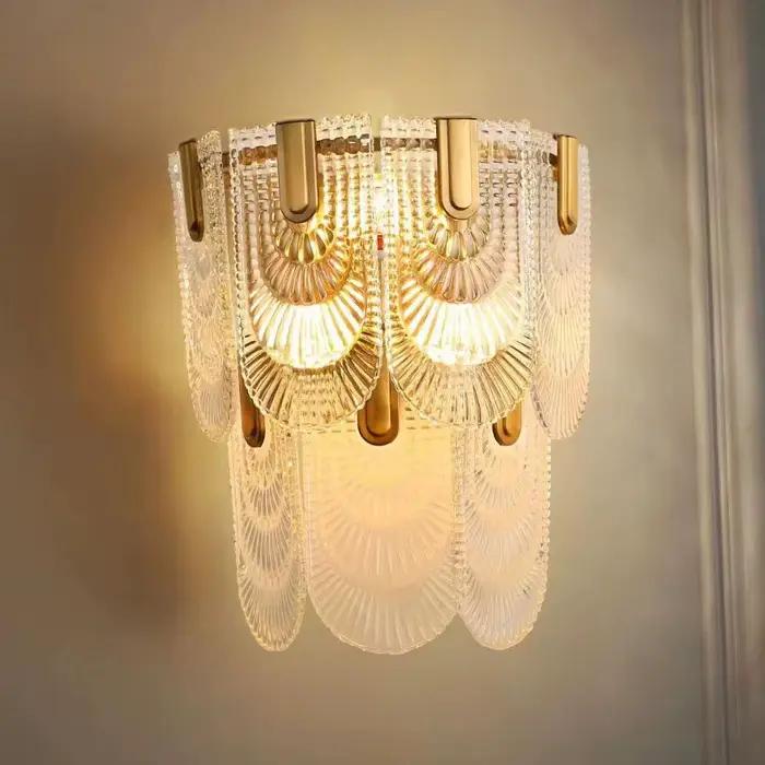 Postmoderne classique verre applique concepteur modèle chambre salon porche fond chambre chevet applique murale décoration de la maison