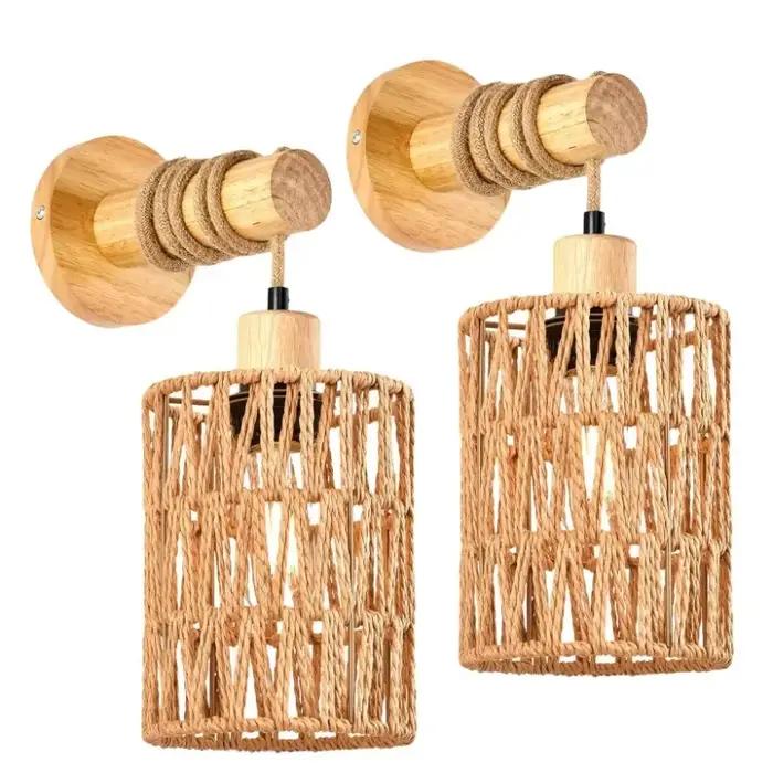 Lampe murale de tête de lit en corde de chanvre
