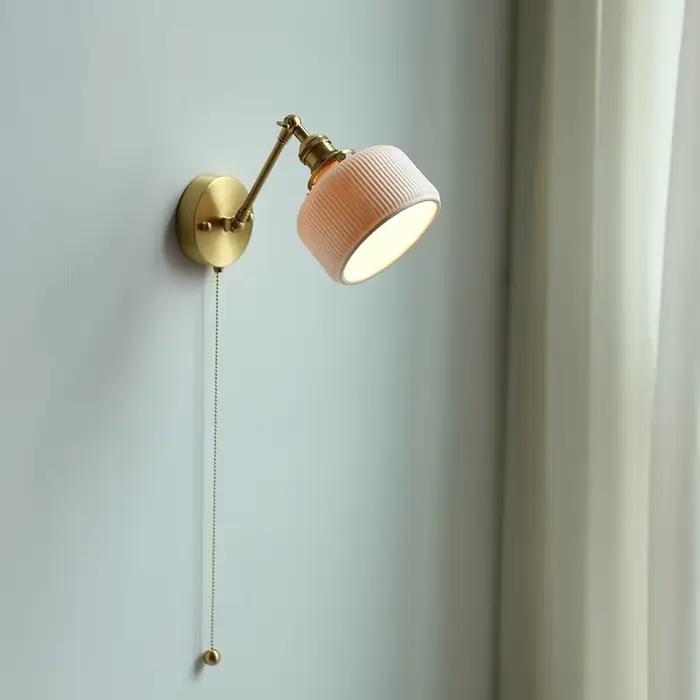 IWHD céramique nordique moderne applique à côté tirer chine interrupteur salle de bain miroir escalier lumière cuivre