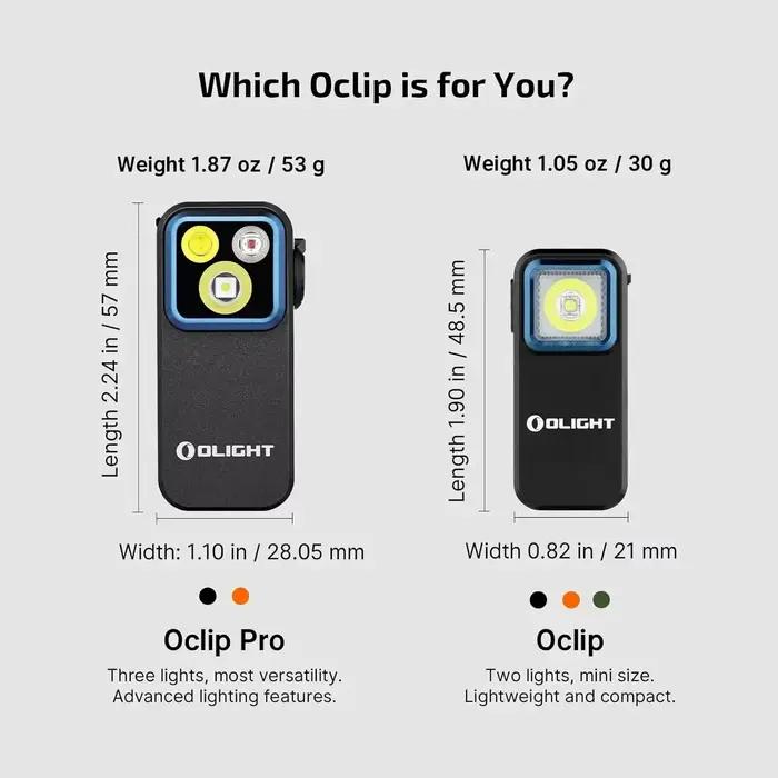 Lampe de poche Olight Oclip Pro EDC 500 lumens, lumière magnétique portable rechargeable de type C