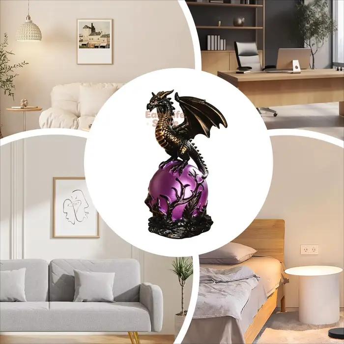 Veilleuse Dragon - Œuf de Dragon Gothique en Résine Décoratif |   Figurine de table, lampe de nuit USB, pour la maison, le salon, la chambre à coucher, la bibliothèque