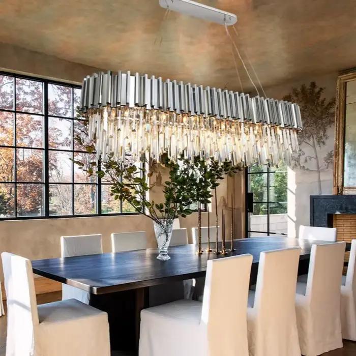 Lampe suspendue en argent, lampe suspendue moderne en cristal, lampe suspendue circulaire pour salle à manger, lampe de plafond pour chambre à coucher, salon, entrée, LED