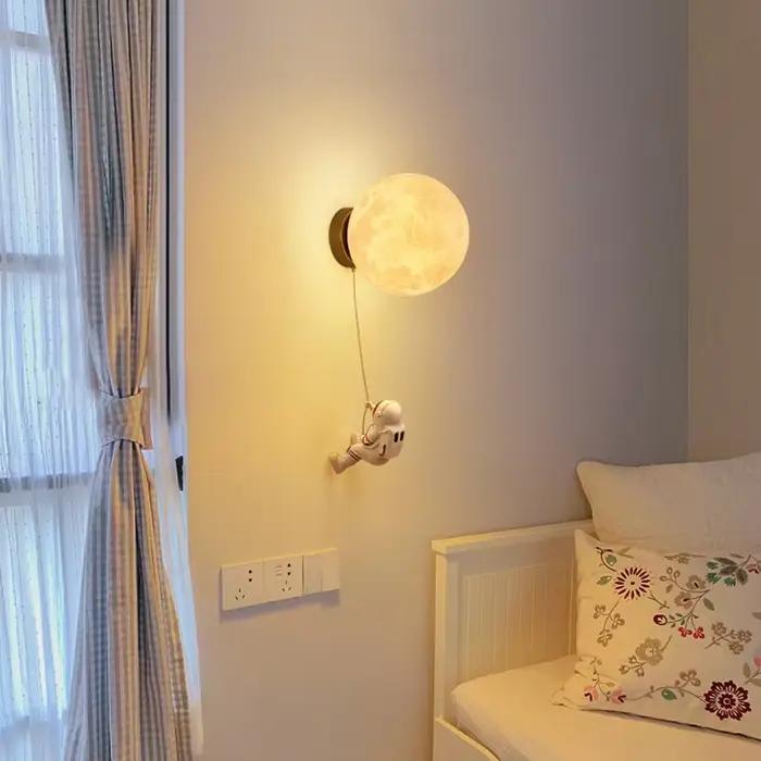 Lampes murales Comoonda Space Astronaut, abat-jour en PLA imitant la lune, appliques murales pour chambre d'enfant, luminaires décoratifs modernes et créatifs