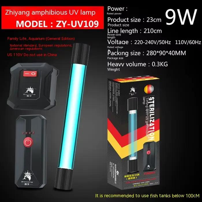 Lampe UV pour bassin à poissons, aquarium, lampe de purification de l'eau, lampe anti-algues, lampe germicide programmée