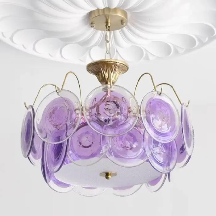 Lustre en verre de Murano violet pour chambre à coucher, bureau, salle à manger, décor artistique, lampe suspendue colorée pour couloir, hall d'entrée
