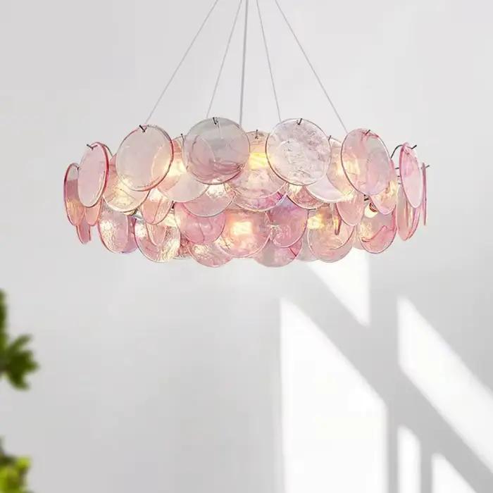 Luminaire suspendu en verre rose