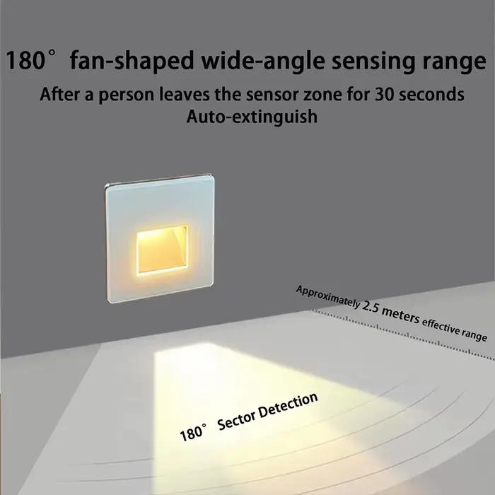 Escalier intégré lumière LED veilleuses en verre intelligent PIR capteur de mouvement chambre applique murale intérieure balcon étape couloir capteur Radar