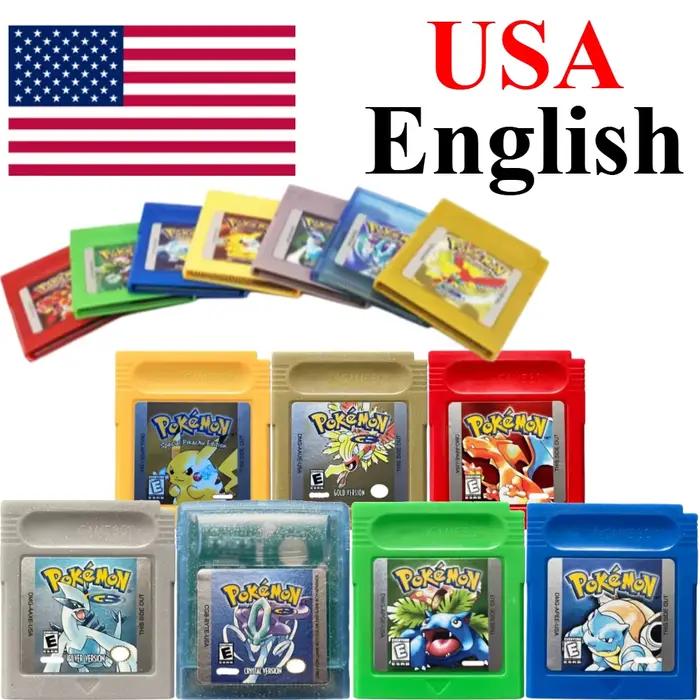 Cartouche de jeu Pokémon Rare en anglais, jeu de rôle rétro, 7 versions classiques pour Game Boy Color GBC, carte de jeu vintage, version USA