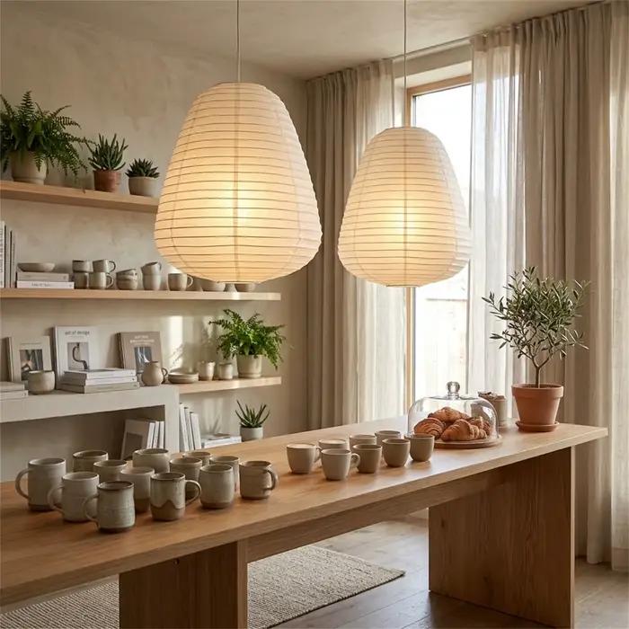Lot de 2 abat-jour en papier de riz pour lampe suspendue