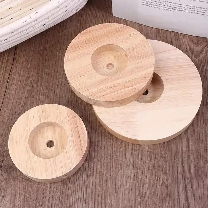 Base de lampe de Table ronde en bois massif