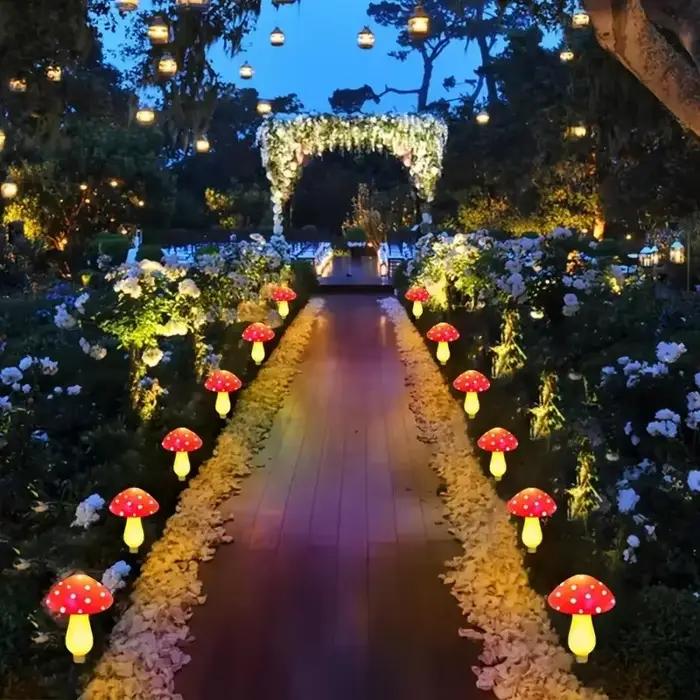 Lampes solaires LED en forme de champignons pour l'extérieur, éclairage festif de jardin, lampes solaires pour patio, mariage, Noël, Halloween, décoration