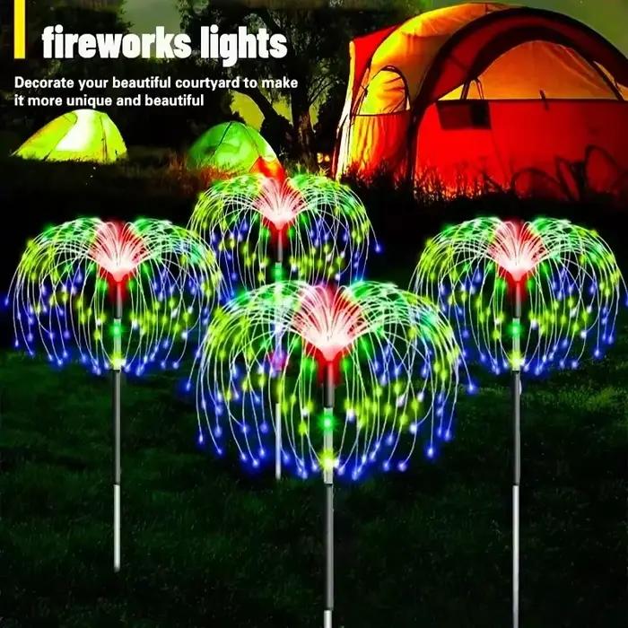 Lampes solaires LED en forme de feux d'artifice