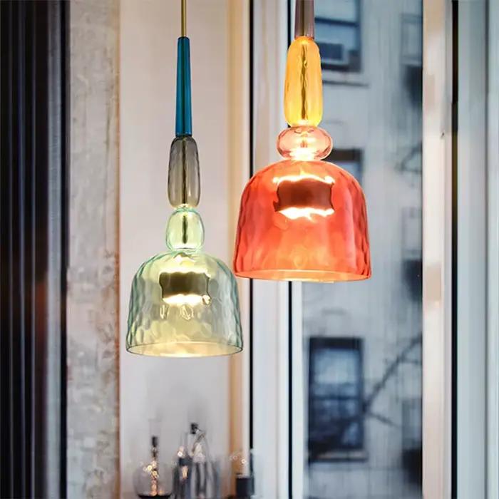Lampe Suspendue en Verre Coloré au Design Nordique