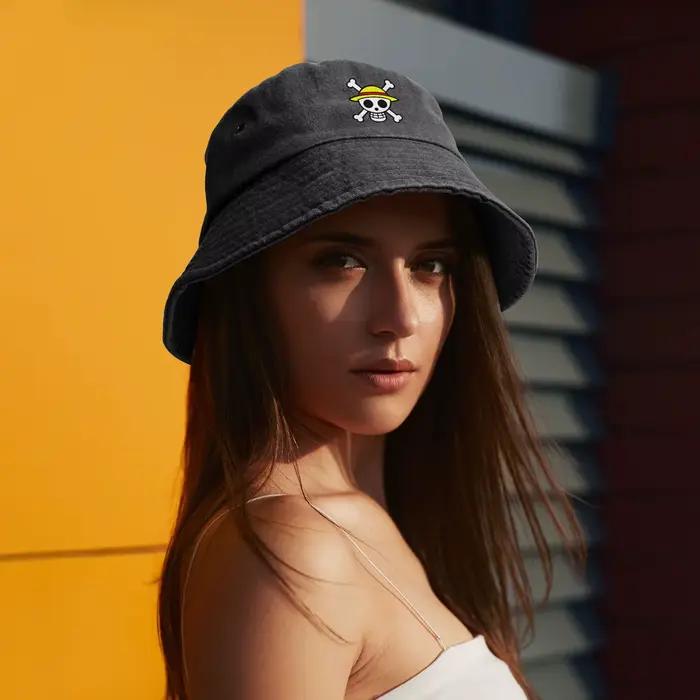 Chapeaux Bob Unisexe Style Vie de Plein Air Effet Vieilli et Délavé, Protection Anti-UV pour la Randonnée et la Pêche