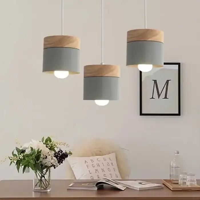 Lampe de Restaurant créative nordique Macaron moderne en fer forgé allée lumière tête unique blanc gris chambre chevet petit lustre
