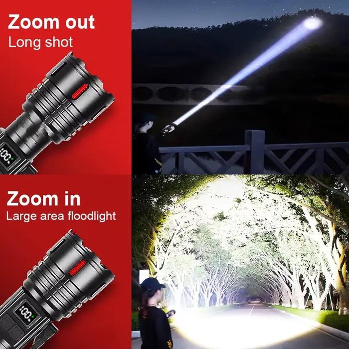 Lampe torche la plus puissante 100000LM, super lumineuse, laser blanc, étanche, lampe à main magnétique avec couteau intégré et lanterne