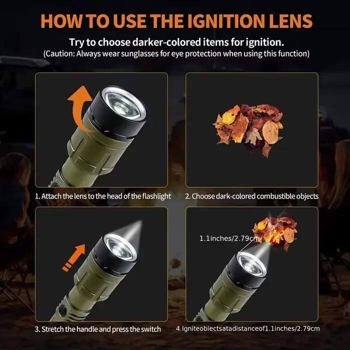 Lampe de poche Ultra puissante, allumage concentré, lampe tactique militaire étanche, torche d'aventure pour Camping en plein air