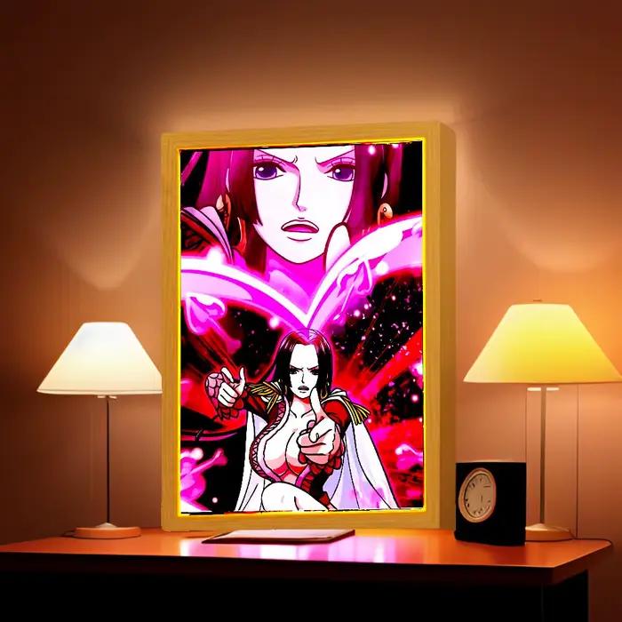 Figurine d'anime une pièce peinture lumineuse cadre Photo Zoro Luffy figurines d'action Led veilleuse décor de chambre cadeaux de noël lampe de lune