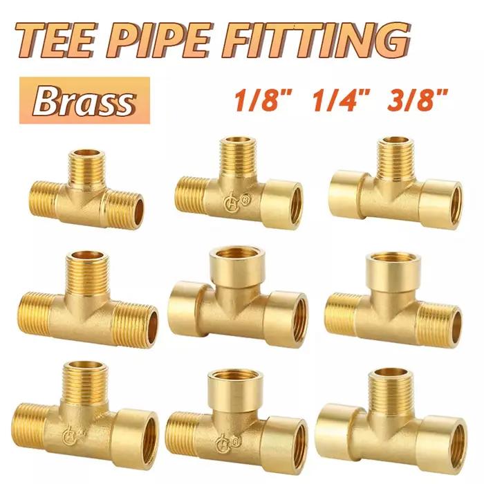 Raccord de tuyau en laiton 1/8 "1/4" 3/8 "BSP, pièce en T, filetage mâle/femelle à 3 voies, connecteur en T, raccords de tuyaux, adaptateur de gaz, eau, huile, 1 à 10 pièces