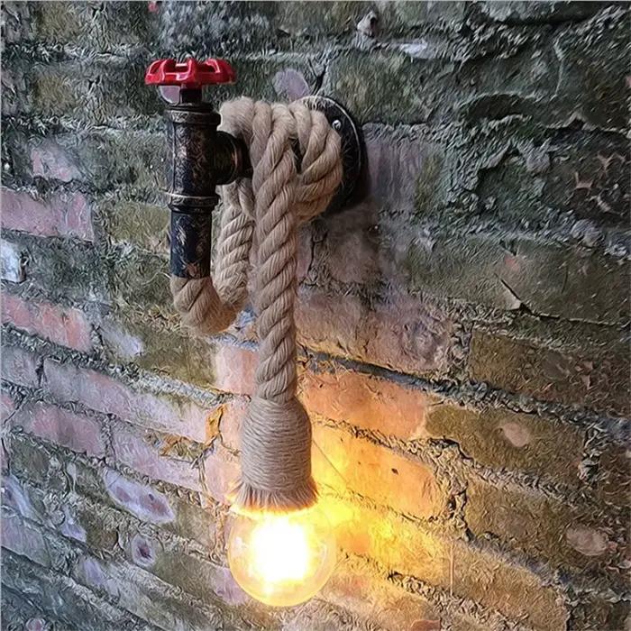 Lampe murale en corde de chanvre