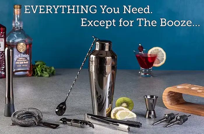 Kit de bar à cocktail avec support en bambou