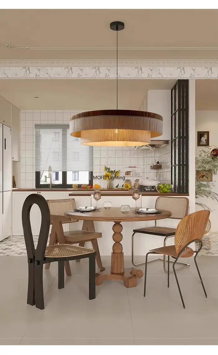 Luminaire suspendu en raphia naturel et rotin