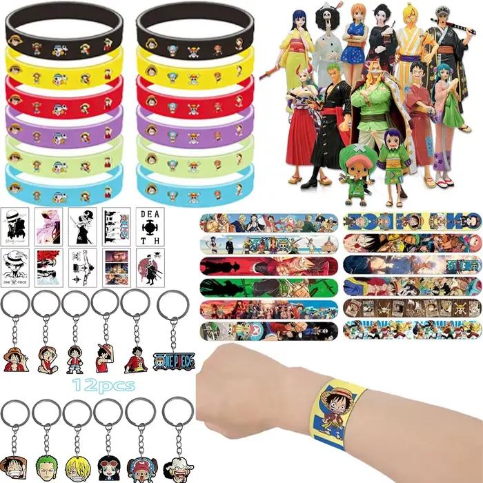 Faveurs de fête d'anniversaire One Piece, bracelets à claquer, tatouages, autocollants, décorations de gâteaux, fournitures pour fêtes de Noël