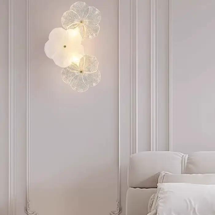 Lumière française lampe de luxe Style crème salon couloir en verre chevet allée entrée chambre haute qualité Restaurant applique murale