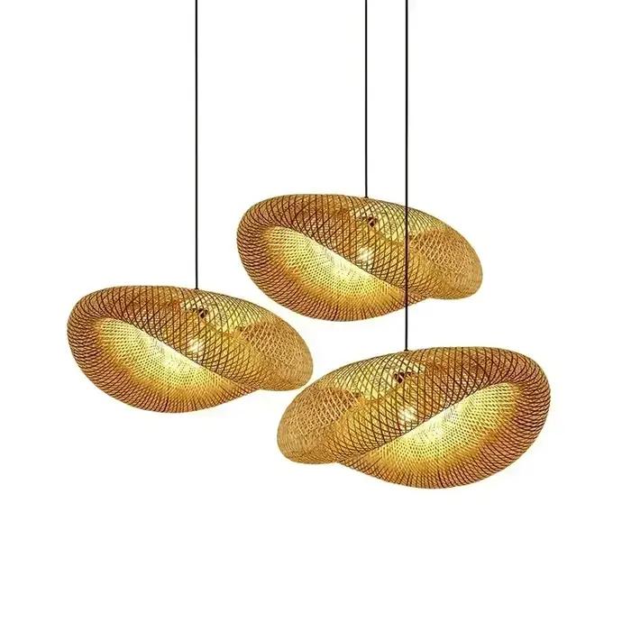 Pendentif en bambou tissé à la main 38 cm luminaire LED moderniste pour salon chambre bureau occasion spéciale