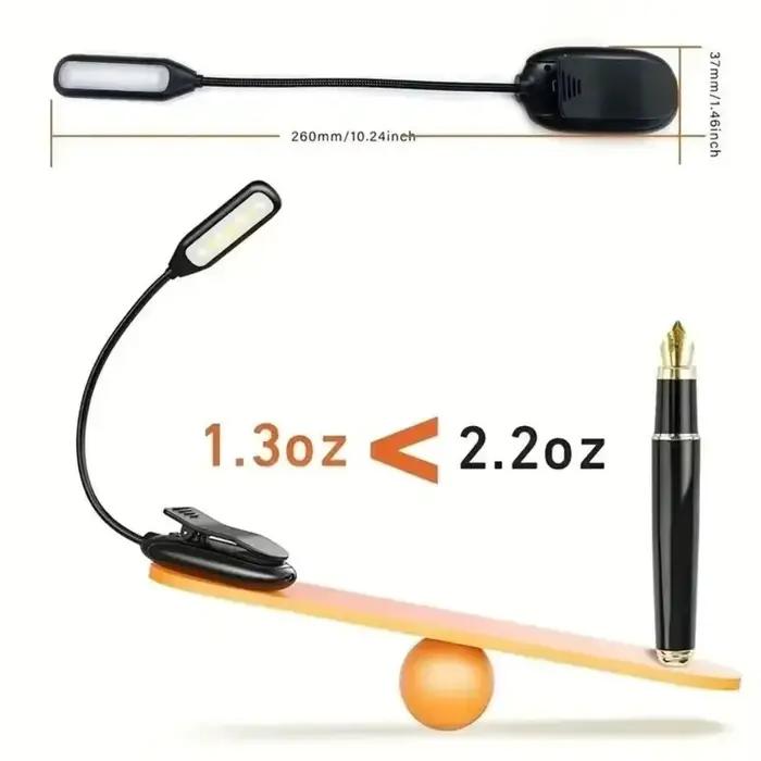 Lampe de lecture LED avec clip pour piano et travail nocturne, éclairage bleu personnalisable, variateur à trois vitesses, design portable et stable