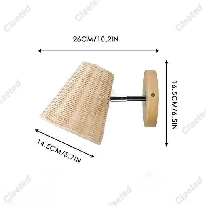 Applique murale décorative en rotin tissée à la main E27
