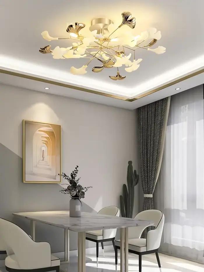 Salon de luxe plafonnier Post-moderne design feuille Restaurant chambre plafonniers hôtel Art LED décor luminaire