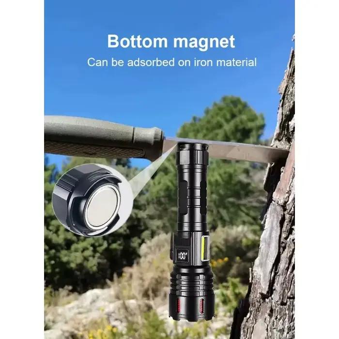 Lampe torche la plus puissante 100000LM, super lumineuse, laser blanc, étanche, lampe à main magnétique avec couteau intégré et lanterne