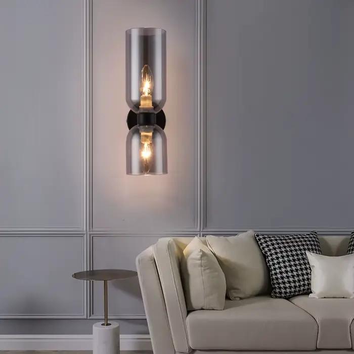 Postmoderne luxe chambre chevet applique abat-jour en verre moderne minimaliste fond couloir escalier Art éclairage mural