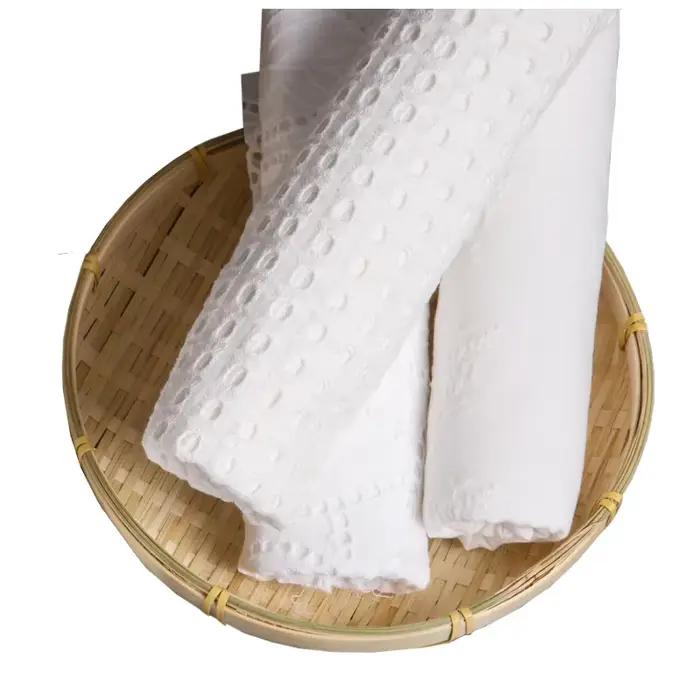 Tissu en dentelle brodée blanche, 100% au mètre, coton, robes de mariée, jupes, vêtements, couture, fleur, gril creux, cour de brocart
