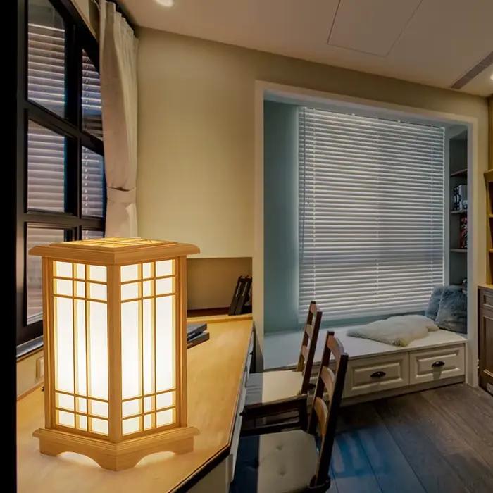 Lampadaire moderne salon pour chambre chevet décoration de la maison lumière LED abat-jour en bois massif canapé salle à manger Table d'étude luminaire