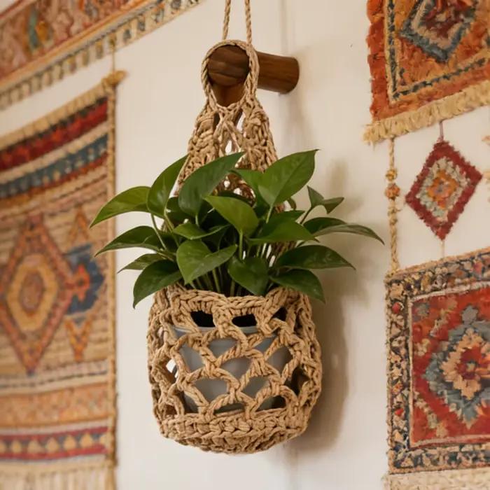 Support de plante en macramé