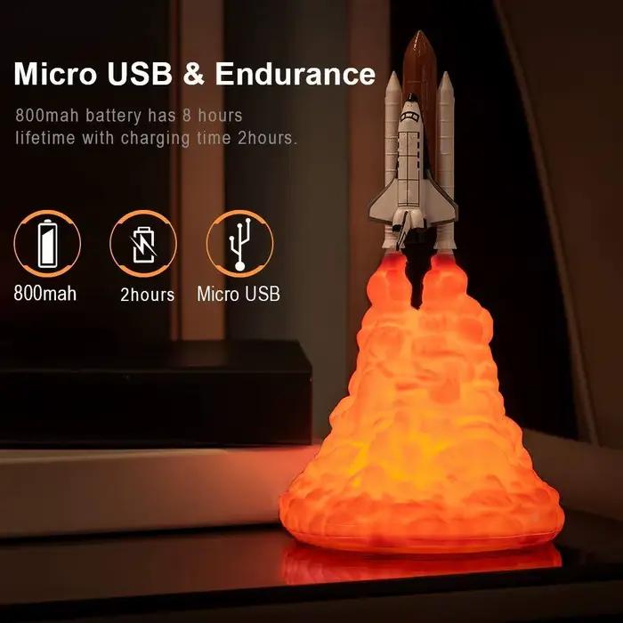 USB Rechargeable navette spatiale fusée lampe de Table LED impression 3D lampe de nuit lumière ambiante chambre chevet décor de bureau cadeau pour enfants